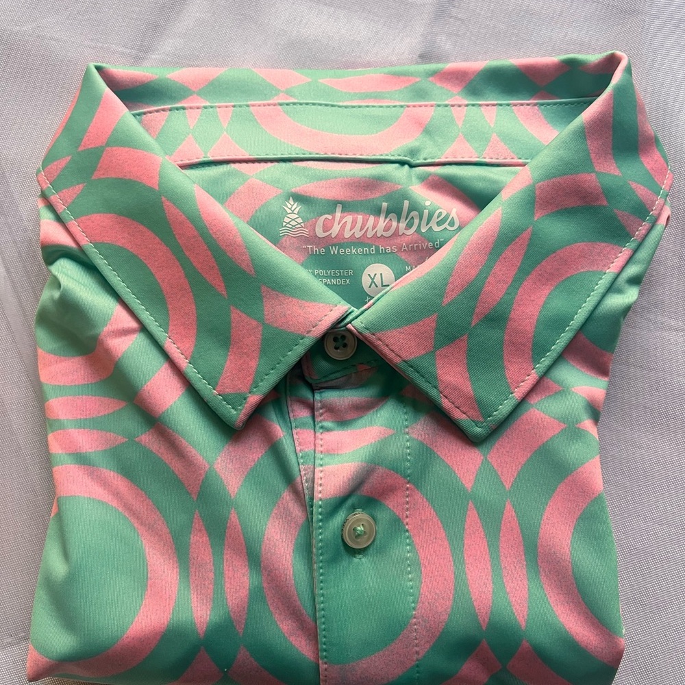 NWT Chubbies Mint Green Pink Geometric XL Summer Resort Vacay Island Time Vibe